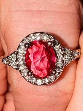 925 sterling silver over stainless steel simulated ruby ring